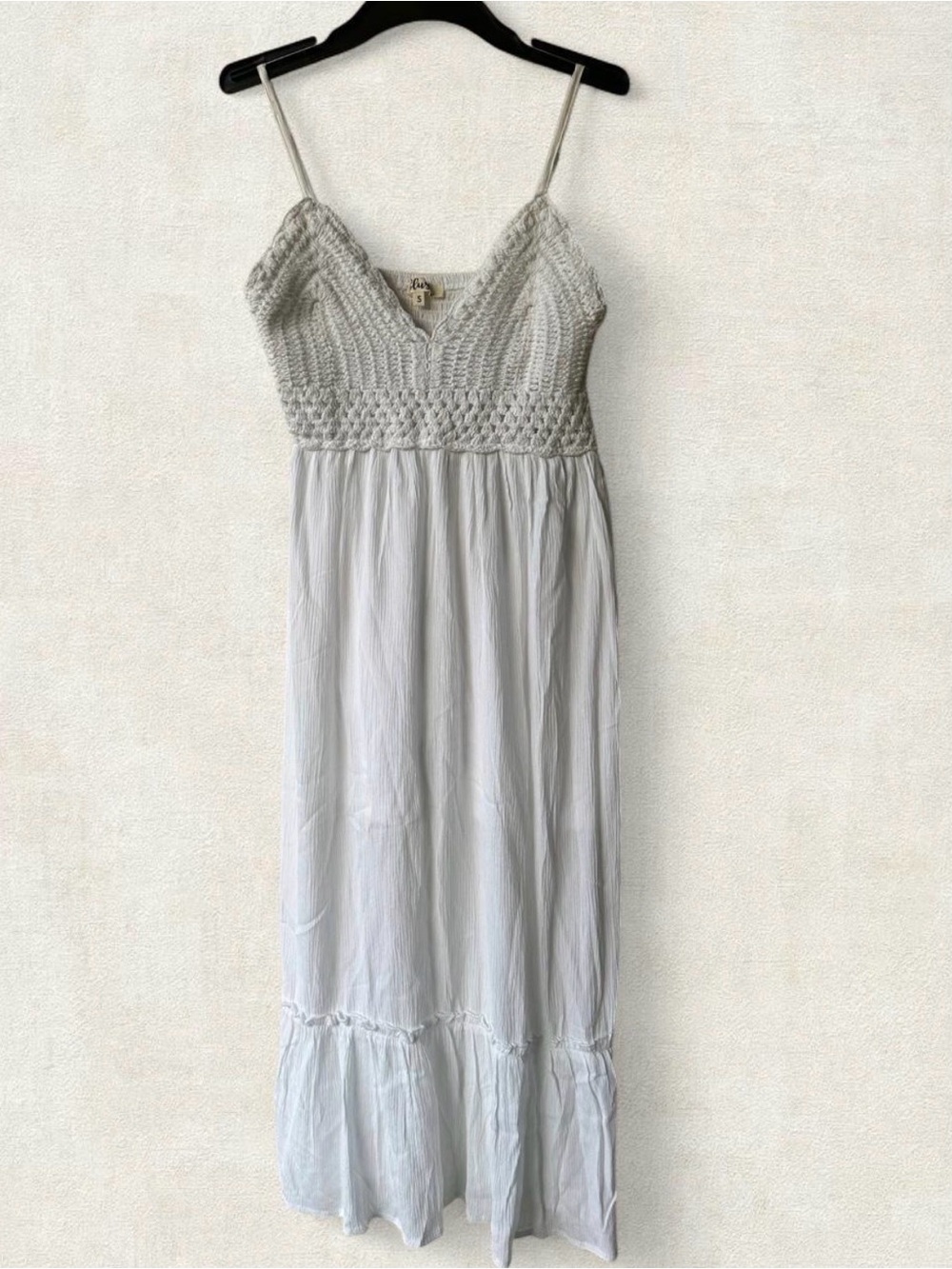 White crochet top maxi dress